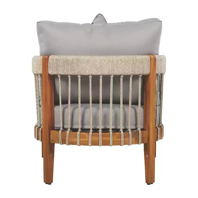 Christopher Knight Home Clifton Patio Rustic Acacia and Rope Upholstered Club Chair with Curved Back