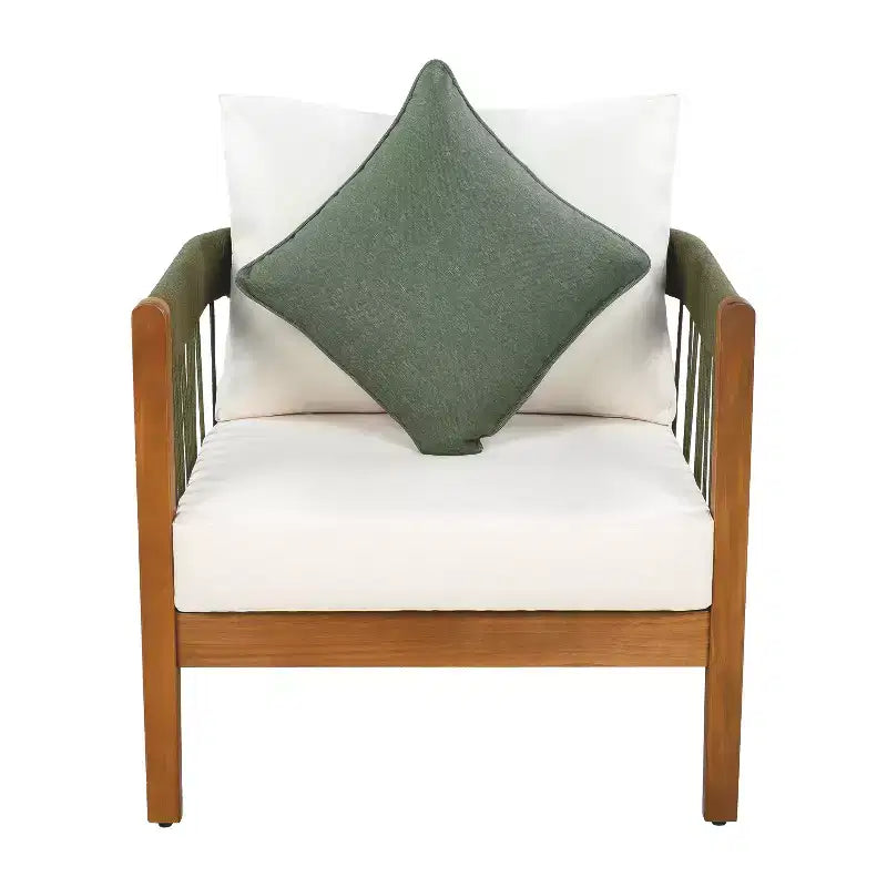 Christopher Knight Home Clifton Patio Rustic Acacia and Rope Upholstered Club Chair with Curved Back