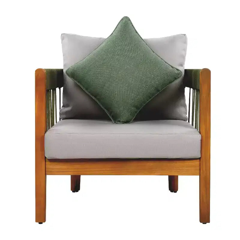 Christopher Knight Home Clifton Patio Rustic Acacia and Rope Upholstered Club Chair with Curved Back
