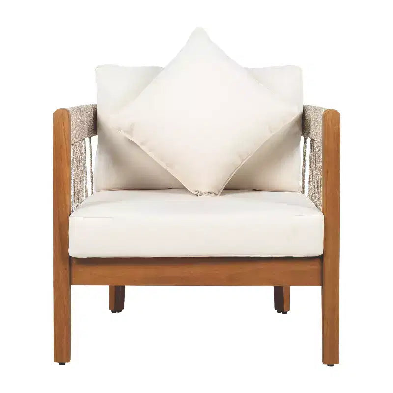 Christopher Knight Home Clifton Patio Rustic Acacia and Rope Upholstered Club Chair with Curved Back