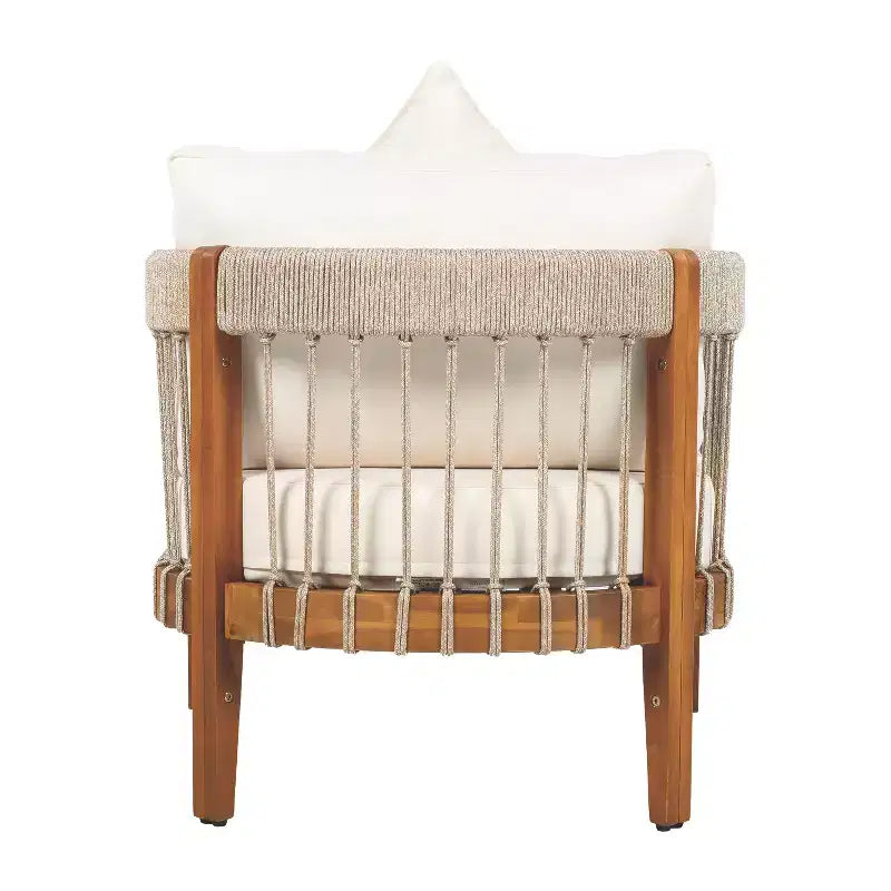 Christopher Knight Home Clifton Patio Rustic Acacia and Rope Upholstered Club Chair with Curved Back