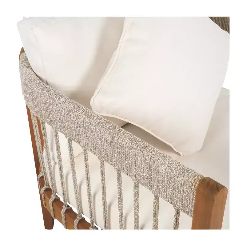 Christopher Knight Home Clifton Patio Rustic Acacia and Rope Upholstered Club Chair with Curved Back