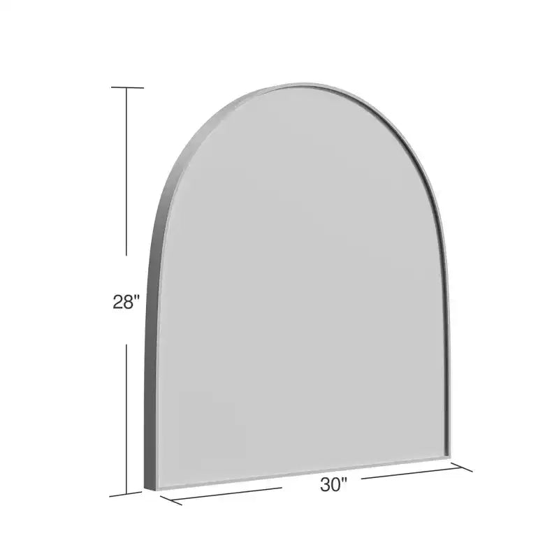 Specchio da parete dorato con bordo sottile, lega di alluminio, design ad arco ad angolo retto