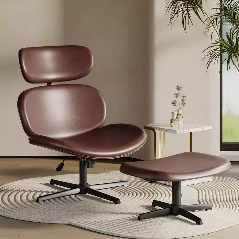 Sedia da Ufficio Girevole Bestier con Ottomana, Poltrona Reclinabile da Scrivania con Schienale Alto Regolabile e Poggiatesta, Sedia da Gaming in PU, Poltrona Ergonomica da Computer