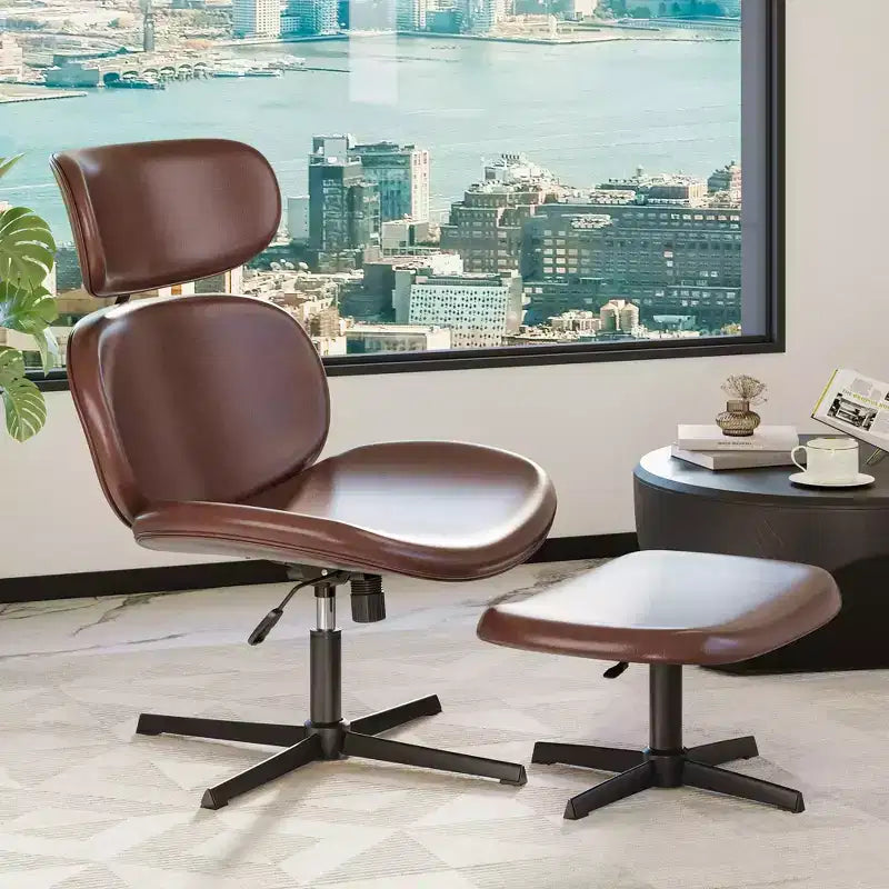 Sedia da Ufficio Girevole Bestier con Ottomana, Poltrona Reclinabile da Scrivania con Schienale Alto Regolabile e Poggiatesta, Sedia da Gaming in PU, Poltrona Ergonomica da Computer