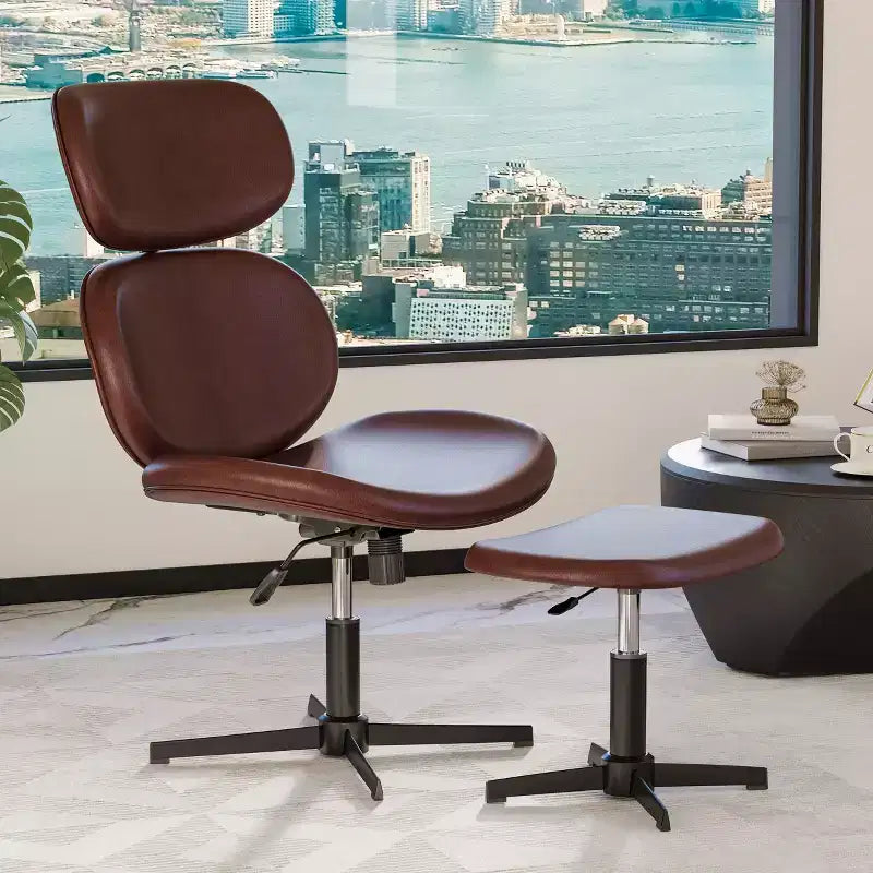 Sedia da Ufficio Girevole Bestier con Ottomana, Poltrona Reclinabile da Scrivania con Schienale Alto Regolabile e Poggiatesta, Sedia da Gaming in PU, Poltrona Ergonomica da Computer