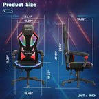 Sedia da gaming Bestier in tessuto traspirante con illuminazione LED RGB e braccioli regolabili