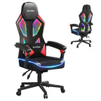 Sedia da gaming Bestier in tessuto traspirante con illuminazione LED RGB e braccioli regolabili