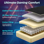 Sedia da gaming Bestier in tessuto traspirante con illuminazione LED RGB e braccioli regolabili