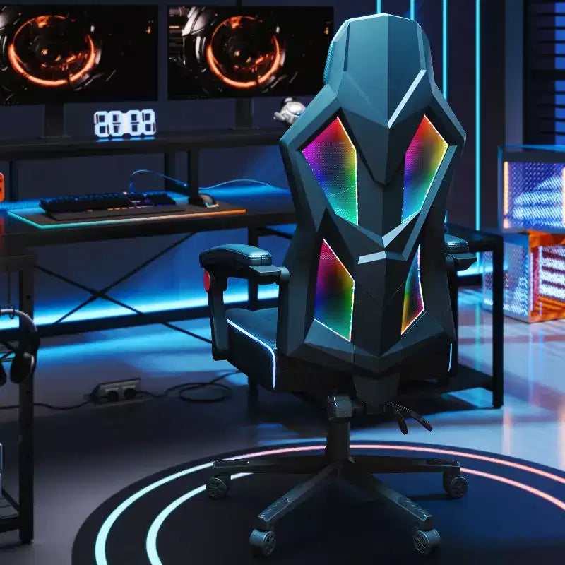 Sedia da gaming Bestier in tessuto traspirante con illuminazione LED RGB e braccioli regolabili