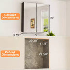 Pensile a Specchio Belle, Pensile ad Incasso/a Parete per Bagno, Specchio con Superficie Smussata, Ripiani Regolabili in Vetro Temperato, Nero