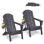 VEVOR Adirondack Chair Plastic, Set of 2 All-Weather Portable Folding Fire Pit Chair, Outdoor Adirondack Patio Chair with Cup Holder