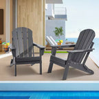VEVOR Adirondack Chair Plastic, Set of 2 All-Weather Portable Folding Fire Pit Chair, Outdoor Adirondack Patio Chair with Cup Holder