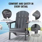 VEVOR Adirondack Chair Plastic, Set of 2 All-Weather Portable Folding Fire Pit Chair, Outdoor Adirondack Patio Chair with Cup Holder