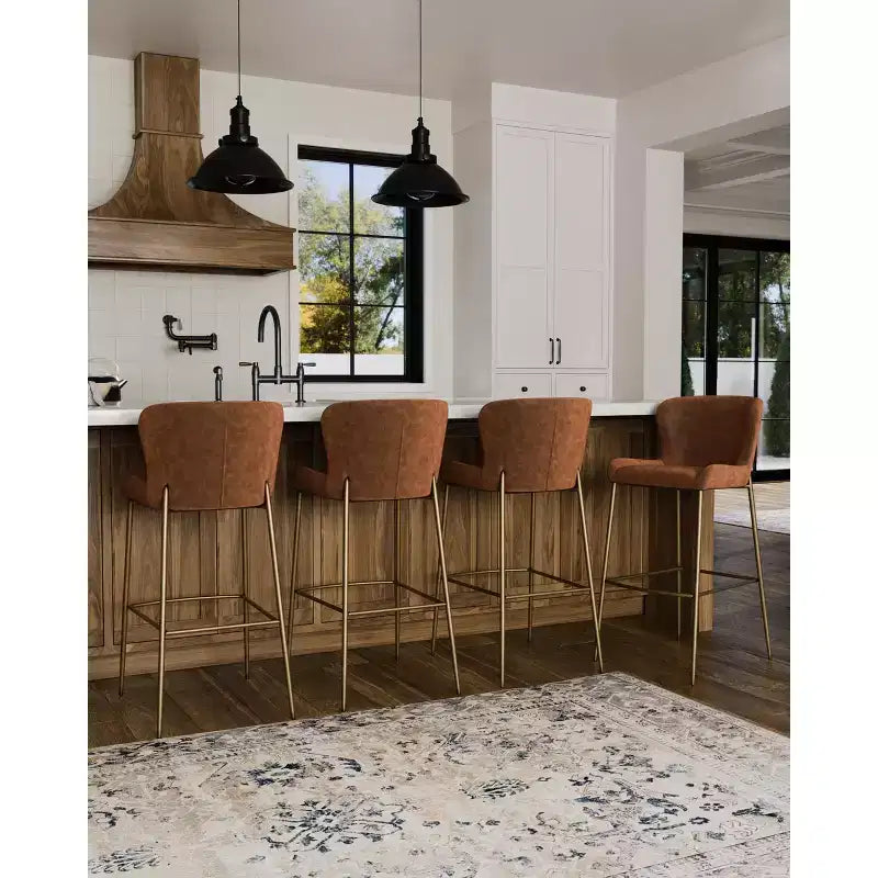 Maven Lane Naomi Metal Bar Stool with Faux Leather 31