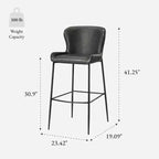 Maven Lane Naomi Metal Bar Stool with Faux Leather 31