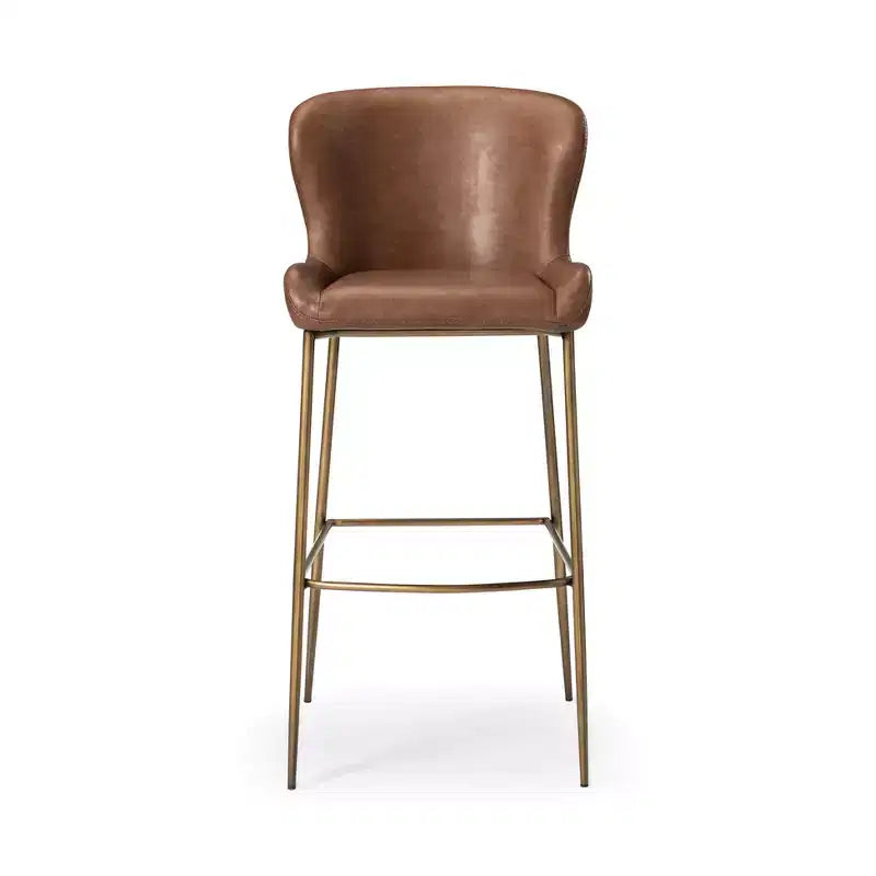 Maven Lane Naomi Metal Bar Stool with Faux Leather 31