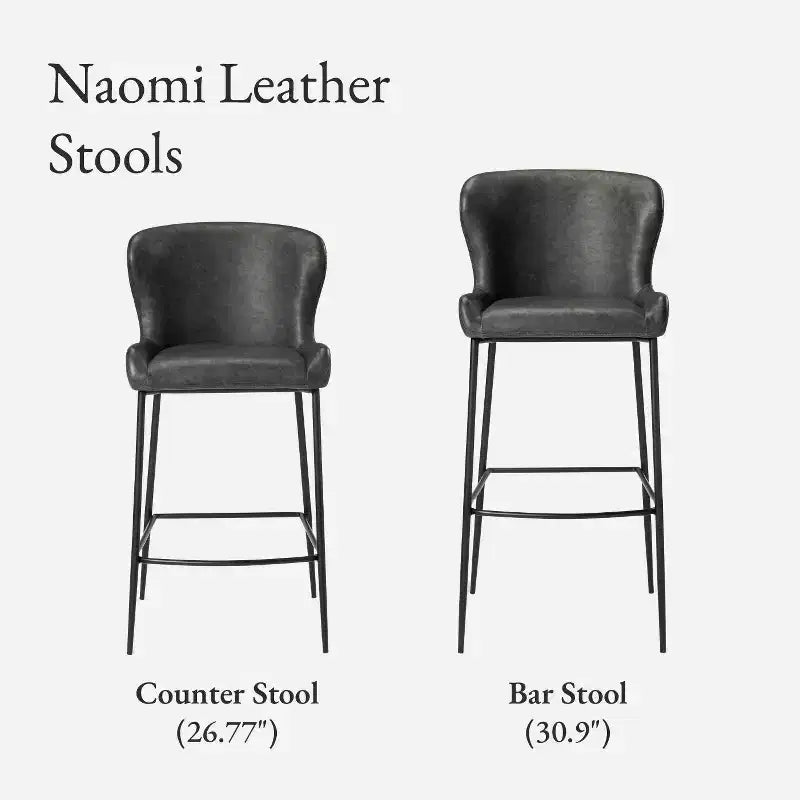 Maven Lane Naomi Metal Bar Stool with Faux Leather 31