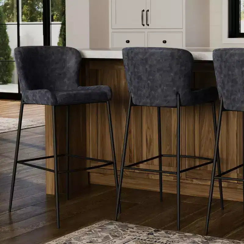 Maven Lane Naomi Metal Bar Stool with Faux Leather 31