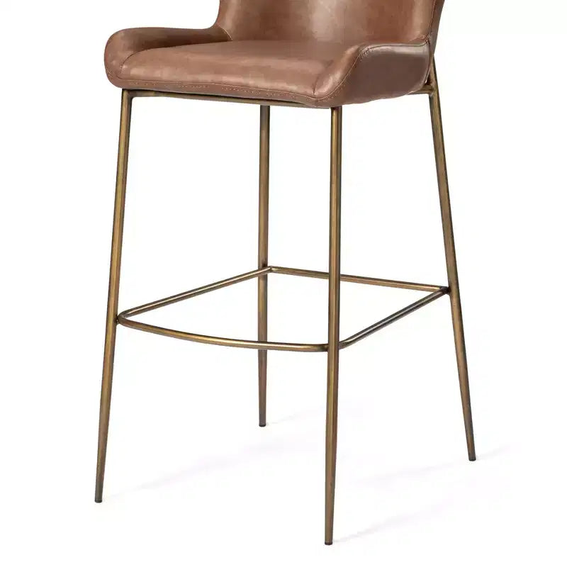 Maven Lane Naomi Metal Bar Stool with Faux Leather 31
