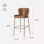Maven Lane Naomi Metal Bar Stool with Faux Leather 31