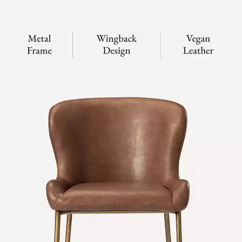 Maven Lane Naomi Metal Bar Stool with Faux Leather 31