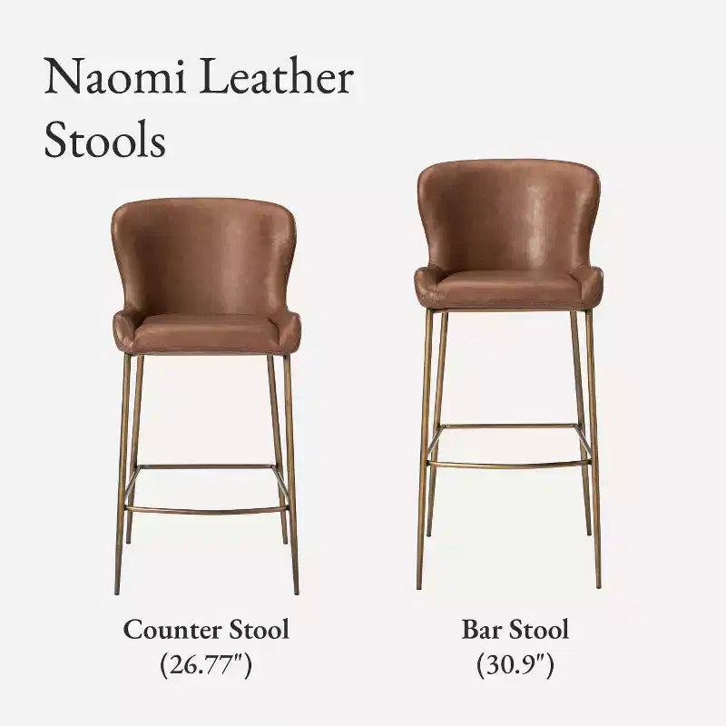 Maven Lane Naomi Metal Bar Stool with Faux Leather 31