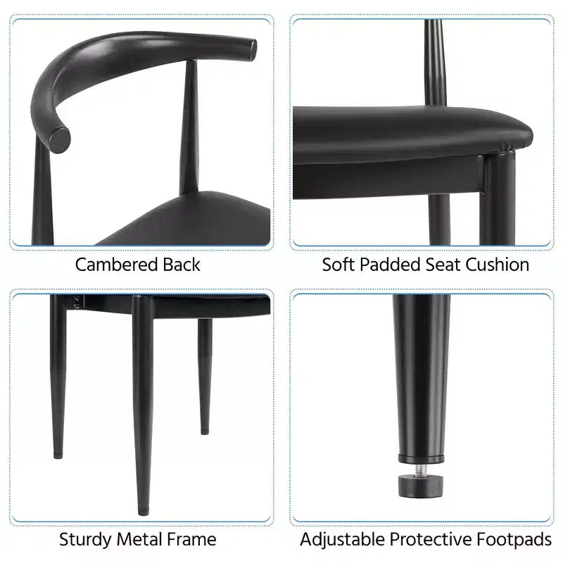 Yaheetech Set of 4 Modern Dining Chairs with Metal Legs, Black