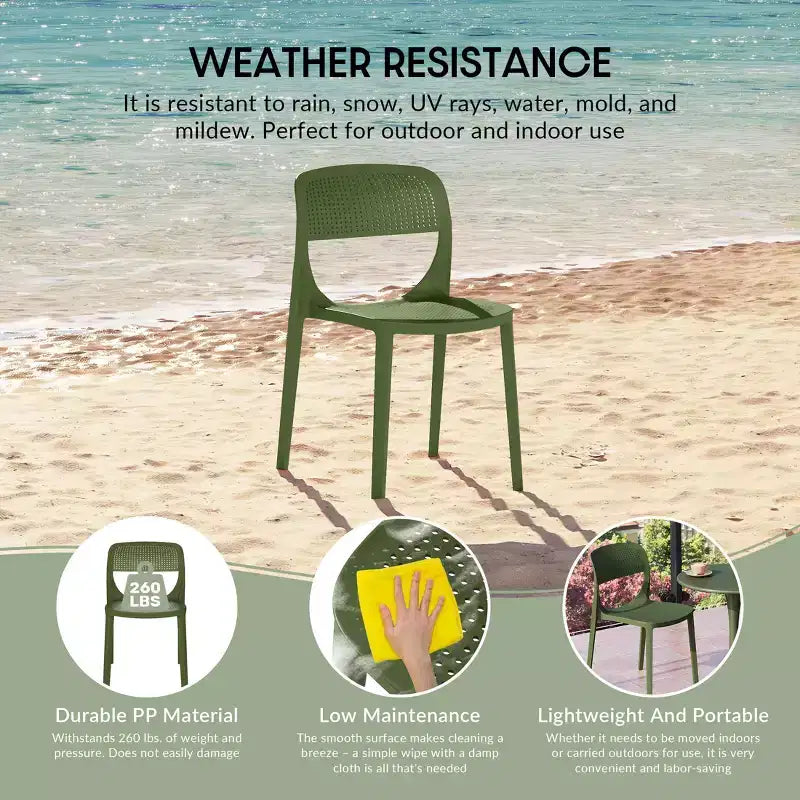 WestinTrends Playa Sedia da pranzo laterale moderna impilabile in resina plastica (set da 2)