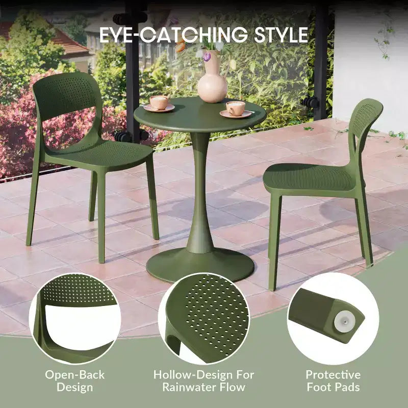 WestinTrends Playa Sedia da pranzo laterale moderna impilabile in resina plastica (set da 2)
