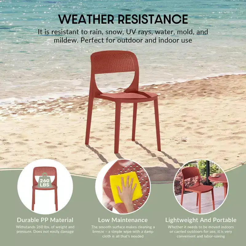 WestinTrends Playa Sedia da pranzo laterale moderna impilabile in resina plastica (set da 2)