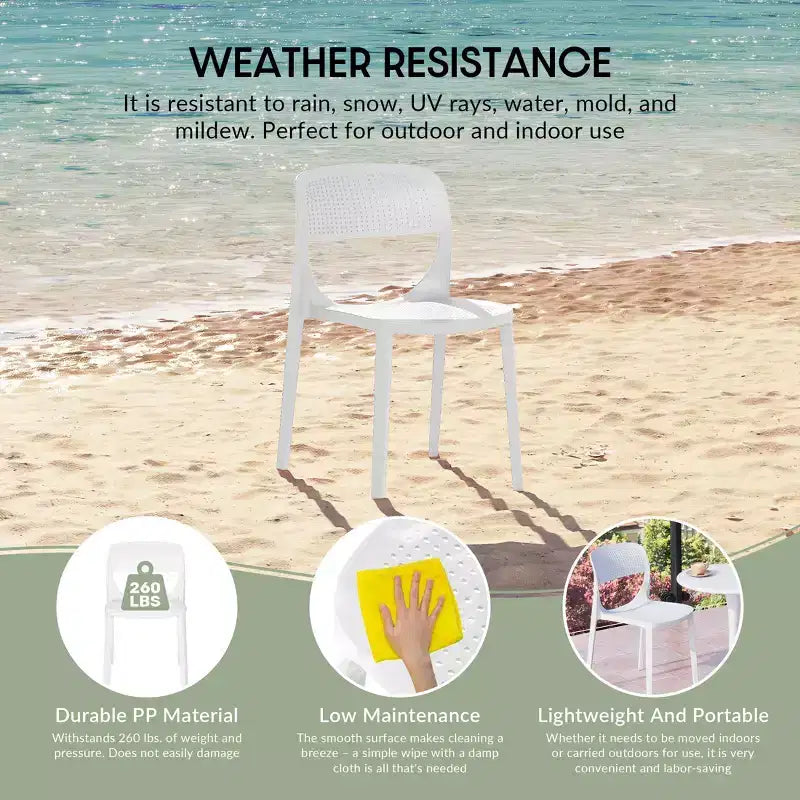 WestinTrends Playa Sedia da pranzo laterale moderna impilabile in resina plastica (set da 2)