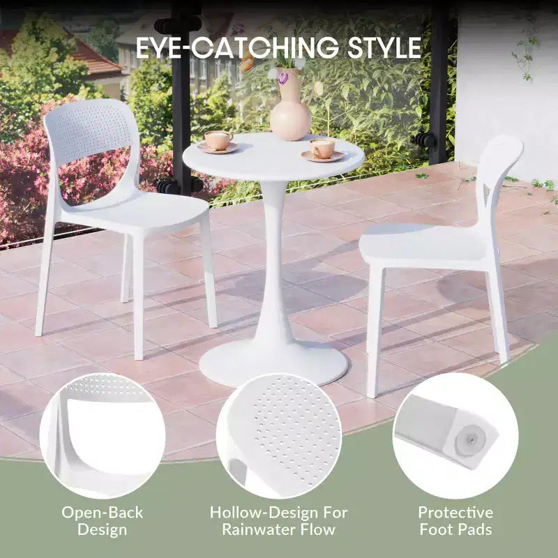 WestinTrends Playa Sedia da pranzo laterale moderna impilabile in resina plastica (set da 2)