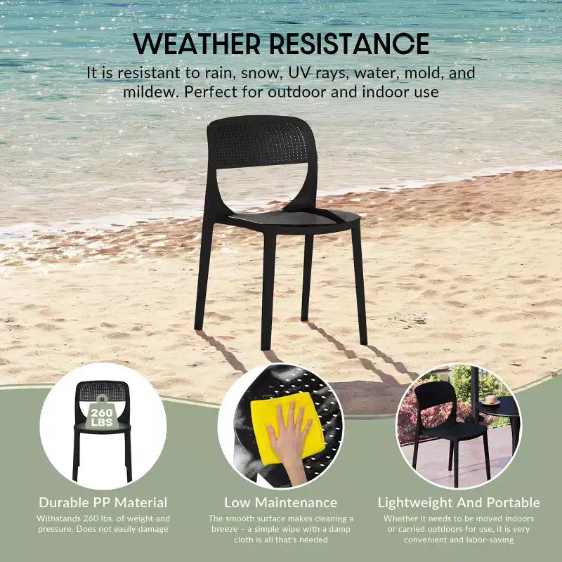 WestinTrends Playa Sedia da pranzo laterale moderna impilabile in resina plastica (set da 2)