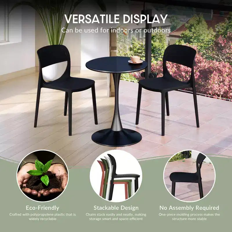 WestinTrends Playa Sedia da pranzo laterale moderna impilabile in resina plastica (set da 2)