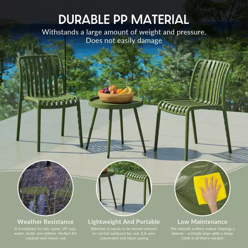 WestinTrends Playa Set Mobili da Balcone Bistro da Esterno a 3 Pezzi con Sedie Impilabili
