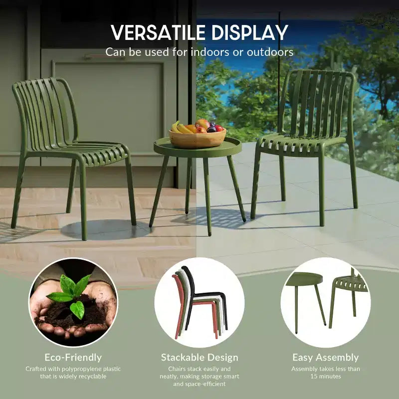 WestinTrends Playa Set Mobili da Balcone Bistro da Esterno a 3 Pezzi con Sedie Impilabili