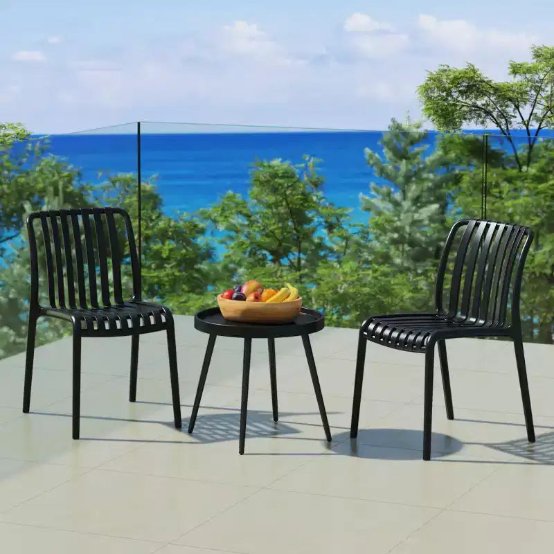 WestinTrends Playa Set Mobili da Balcone Bistro da Esterno a 3 Pezzi con Sedie Impilabili