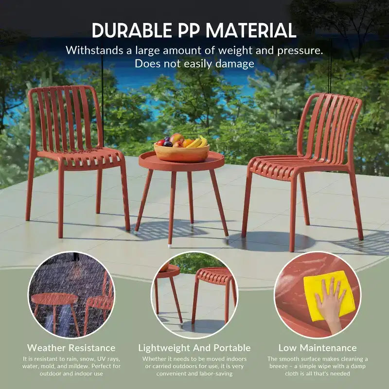 WestinTrends Playa Set Mobili da Balcone Bistro da Esterno a 3 Pezzi con Sedie Impilabili