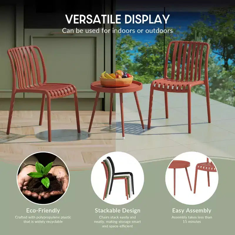 WestinTrends Playa Set Mobili da Balcone Bistro da Esterno a 3 Pezzi con Sedie Impilabili