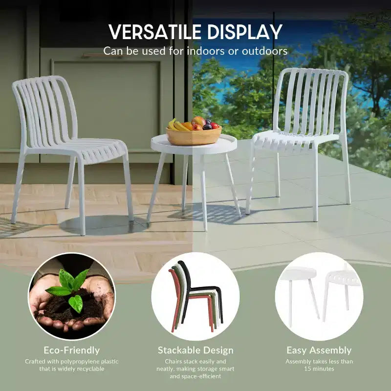 WestinTrends Playa Set Mobili da Balcone Bistro da Esterno a 3 Pezzi con Sedie Impilabili