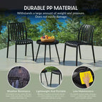 WestinTrends Playa Set Mobili da Balcone Bistro da Esterno a 3 Pezzi con Sedie Impilabili