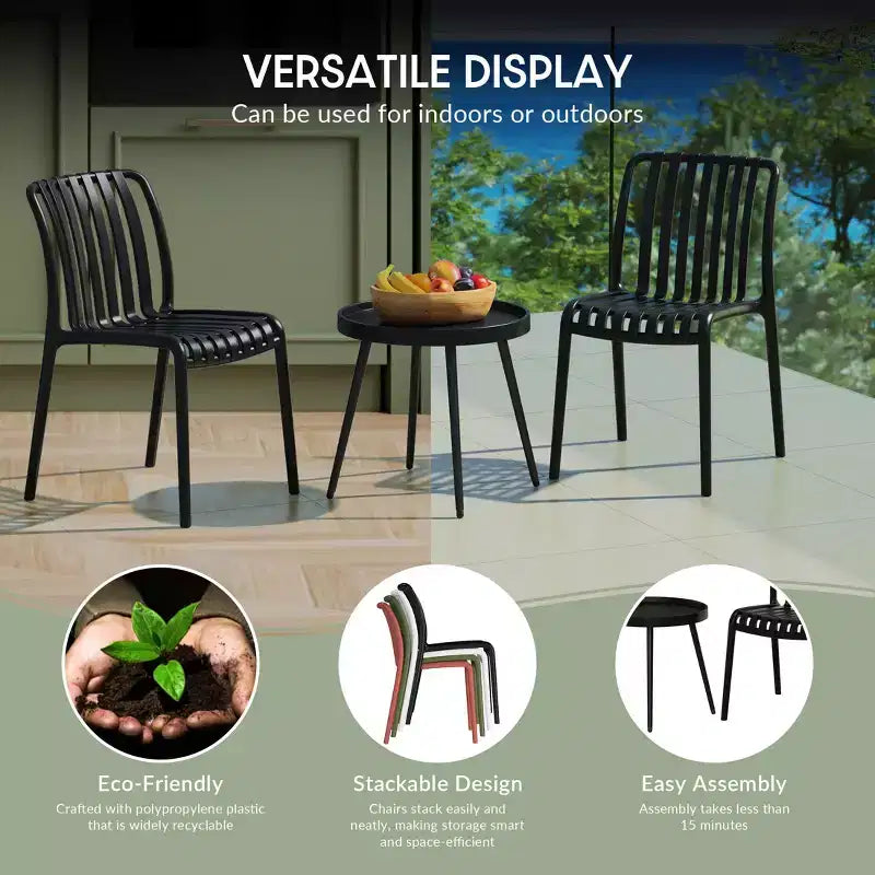 WestinTrends Playa Set Mobili da Balcone Bistro da Esterno a 3 Pezzi con Sedie Impilabili