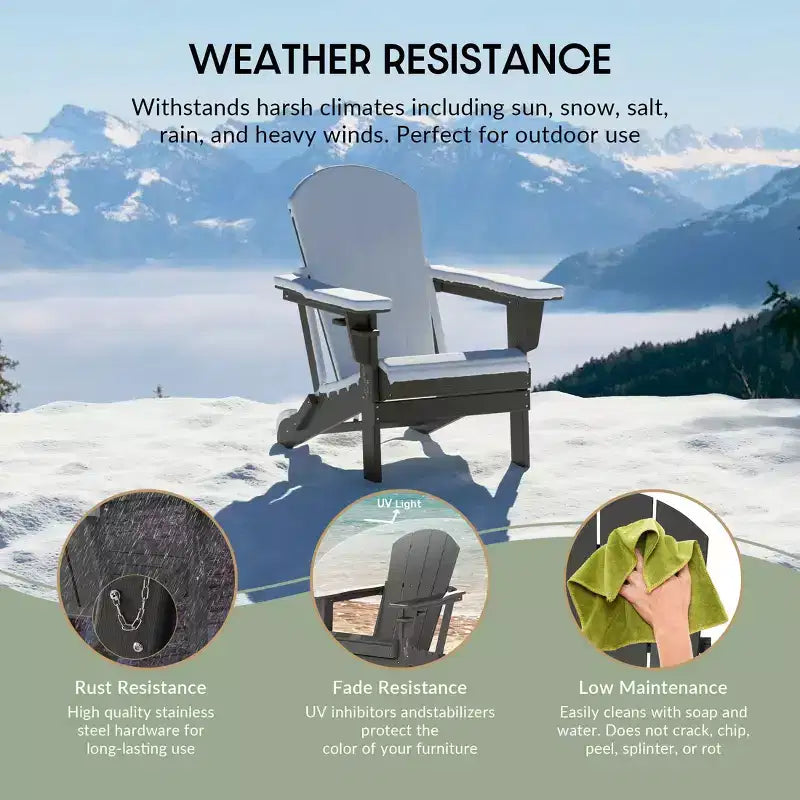 WestinTrends Nantucket Outdoor Patio HDPE Resin Adirondack Chair With Cup Holder and Phone Holder