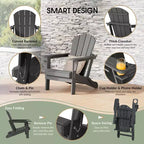 WestinTrends Nantucket Outdoor Patio HDPE Resin Adirondack Chair With Cup Holder and Phone Holder