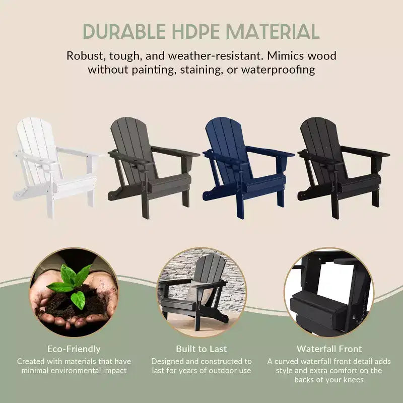 WestinTrends Nantucket Outdoor Patio HDPE Resin Adirondack Chair With Cup Holder and Phone Holder