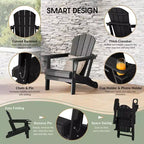 WestinTrends Nantucket Outdoor Patio HDPE Resin Adirondack Chair With Cup Holder and Phone Holder