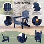 WestinTrends Nantucket Outdoor Patio HDPE Resin Folding Adirondack Chairs With Cup Holder and Phone Holder (Set of Four)