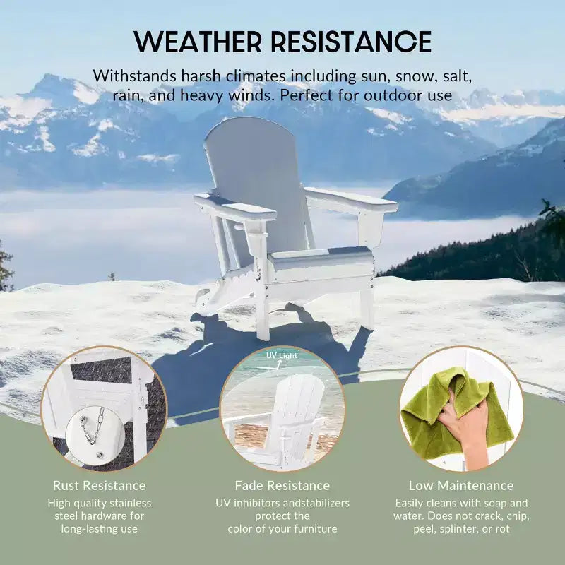 WestinTrends Nantucket Outdoor Patio HDPE Resin Folding Adirondack Chairs With Cup Holder and Phone Holder (Set of Four)