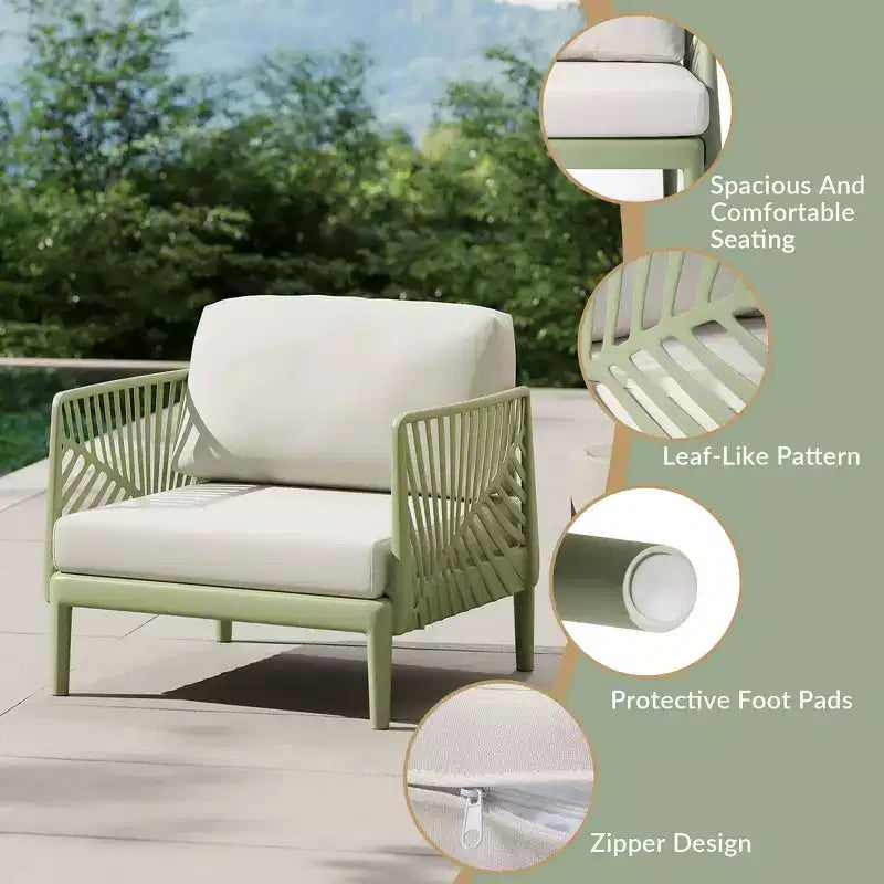 WestinTrends Playa Modern Outdoor Polypropylene Resin Deep Seating Patio Club Chair (Set of 2), Green